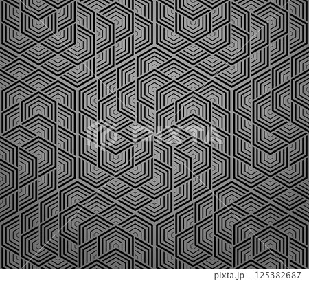 Abstract geometric pattern with stripes, lines. Seamless vector background. Gray and black ornament. Simple lattice graphic design Abstract geometric pattern with stripes, lines. Seamless vector background. Gray and black ornament. Simple lattice graphic design 125382687