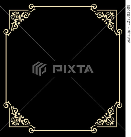Decorative frame Elegant vector element for design in Eastern style, place for text. Floral black and golden border. Lace illustration for invitations and greeting cards Decorative frame Elegant vector element for design in Eastern style, place for text. Floral black and golden border. Lace illustration for invitations and greeting cards 125382689