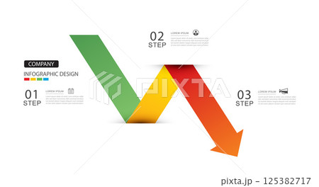 Infographics arrow from green to red layout template. Illustration business stocks abstract background. Infographics arrow from green to red layout template. Illustration business stocks abstract background. 125382717