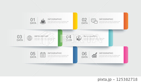 6 data infographics tab paper index template. Illustration abstract background. 125382718