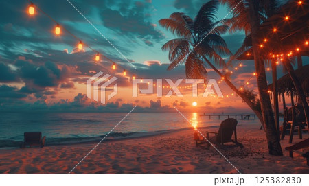 ライトアップされたビーチ ライトアップされたビーチ 125382830