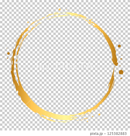 A gold circular Japanese-style frame drawn with a brush A gold circular Japanese-style frame drawn with a brush 125382883