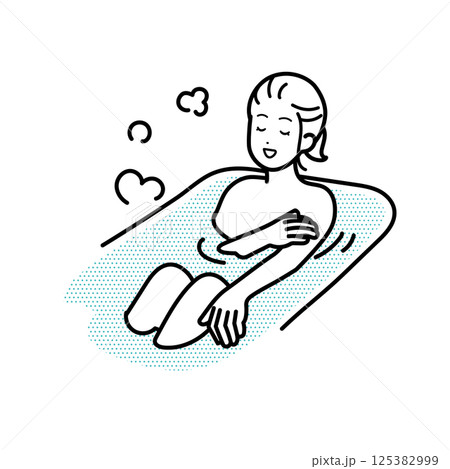 お風呂でリラックスする女性のイラスト お風呂でリラックスする女性のイラスト 125382999
