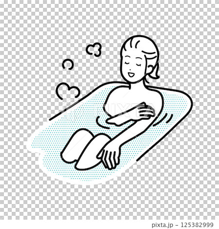 お風呂でリラックスする女性のイラスト お風呂でリラックスする女性のイラスト 125382999