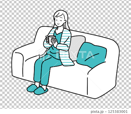Illustration of a woman drinking a drink 125383001