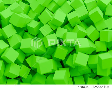 崩れ落ちる大量の立方体 [緑] 3DCG 125383106