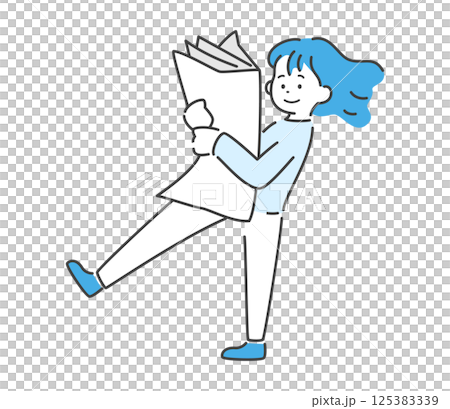 一位婦女拿著一張大紙走路的向量插圖 一位婦女拿著一張大紙走路的向量插圖 125383339