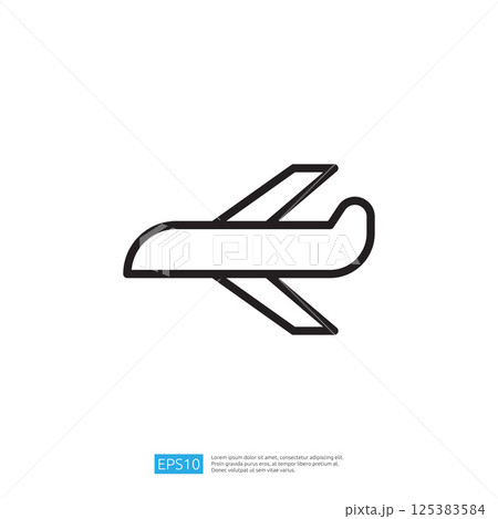 Minimalist Line Icon of an Airplane Symbolizing Travel and Adventure for Modern Design Elements in Digital Graphics 125383584