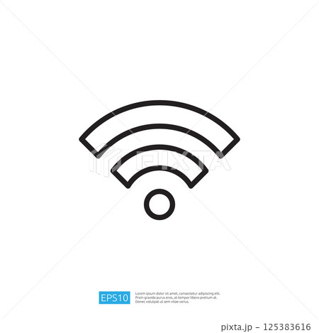 Minimalist Line Icon Representing Wireless Connection and Signal Strength for Modern Technology and Communication Usage in a Digital Landscape with Abstract Design Elements 125383616