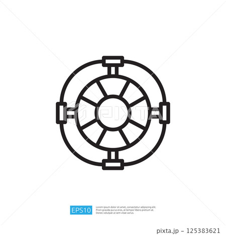 Outline Travel Life Ring Icon Symbol for Safety and Emergency Use in Maritime Activities and Ocean Navigation Systems 125383621