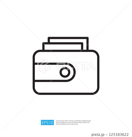 Outline Icon of a Wallet with Cash and Cards Representing Finance and Payment Transactions in a Minimalist Style Outline Icon of a Wallet with Cash and Cards Representing Finance and Payment Transactions in a Minimalist Style 125383622