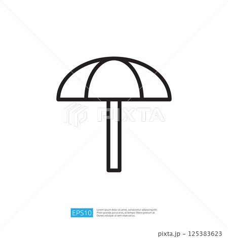 Minimalist Travel Line Icon of an Umbrella Representing Protection from Weather Elements During Outdoor Leisure Activities and Vacation Experiences Minimalist Travel Line Icon of an Umbrella Representing Protection from Weather Elements During Outdoor Leisure Activities and Vacation Experiences 125383623