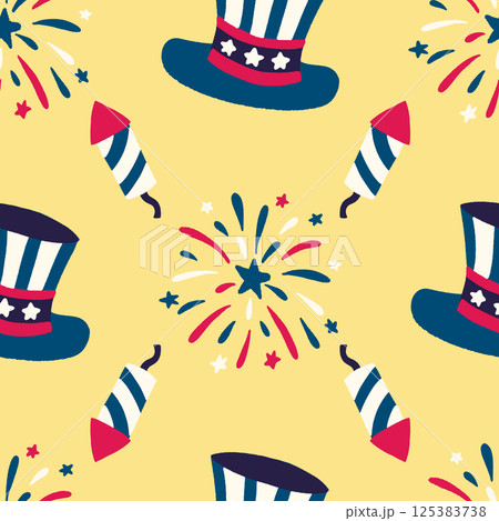 Celebrate American freedom with vibrant motifs perfect for July 4th themed products ideal for party supplies, social media templates, digital backdrops, and paper goods. Celebrate American freedom with vibrant motifs perfect for July 4th themed products ideal for party supplies, social media templates, digital backdrops, and paper goods. 125383738