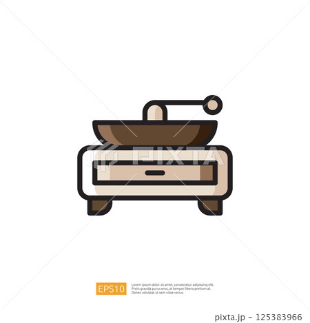 Vintage Coffee Grinder Icon as a Symbol of Brewing Equipment and Kitchen Accessories for Coffee Culture and Artisan Coffee Experience 125383966