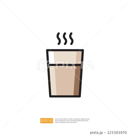 Stylized Icon of a Steaming Coffee Cup Illustrating a Hot Beverage for Enjoyment in a Cozy Morning Setting 125383970