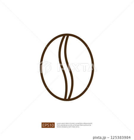 Line Icon of a Stylized Coffee Bean in Minimalist Brown Design Representing Freshness and Quality in Contemporary Graphic Illustration 125383984