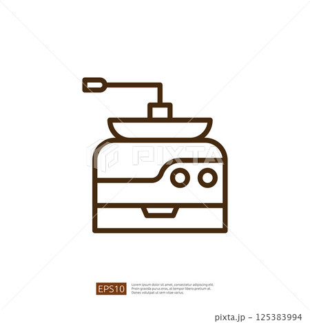Stylized Coffee Maker Line Icon with Simple Design and Minimalist Aesthetic Representing Coffee Culture and Brewing Process in Modern Graphic Art 125383994