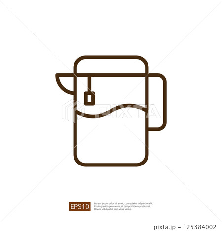 Minimalist Line Icon Representing a Coffee Beverage Maker with Teabag in Warm Colors Perfect for Illustrating Coffee Culture and Morning Rituals Minimalist Line Icon Representing a Coffee Beverage Maker with Teabag in Warm Colors Perfect for Illustrating Coffee Culture and Morning Rituals 125384002
