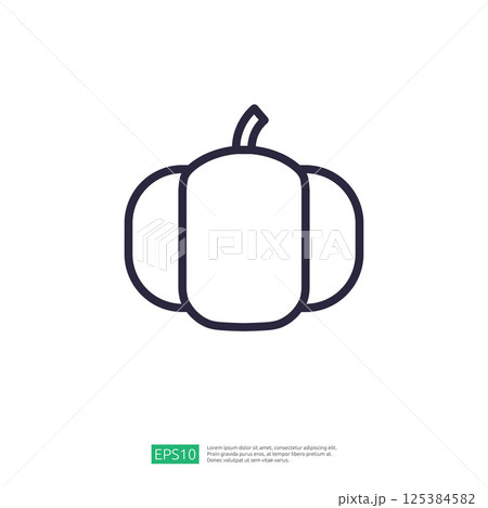 Simple Line Icon Of A Pumpkin In Monochrome Outline Style-Illustrative Design Featuring A Smooth Round Shape-Symbol Of Fall Harvest Season-Vector Illustration Of A Pumpkin-Perfect Simple Line Icon Of A Pumpkin In Monochrome Outline Style-Illustrative Design Featuring A Smooth Round Shape-Symbol Of Fall Harvest Season-Vector Illustration Of A Pumpkin-Perfect 125384582