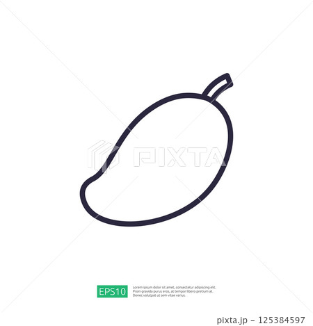 Simple Line Icon of a Mango in Minimalist Style with Clean Lines and White Background Simple Line Icon of a Mango in Minimalist Style with Clean Lines and White Background 125384597