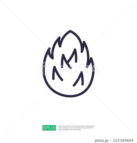Minimalist Icon Of A Flame Symbol Representing Fire In Linear Design With Sharp Lines On A Dark Background Using Simple Geometry And Stylized Form With Bold Depiction Of Heat And Minimalist Icon Of A Flame Symbol Representing Fire In Linear Design With Sharp Lines On A Dark Background Using Simple Geometry And Stylized Form With Bold Depiction Of Heat And 125384604