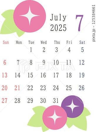 朝顔のイラストのシンプルな2025年7月のマンスリーカレンダー素材 朝顔のイラストのシンプルな2025年7月のマンスリーカレンダー素材 125384661