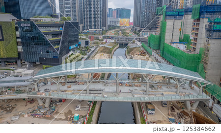 April 19 2025 Scenic view of Kai Tak River Bridge in Hong Kong 125384662
