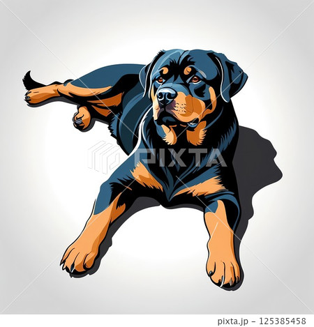 リラックスするキュートなロットワイラー 125385458