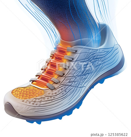 Shock Wave for plantar fasciitis vs Short Wave for arthritis, medical graphic Shock Wave for plantar fasciitis vs Short Wave for arthritis, medical graphic 125385622