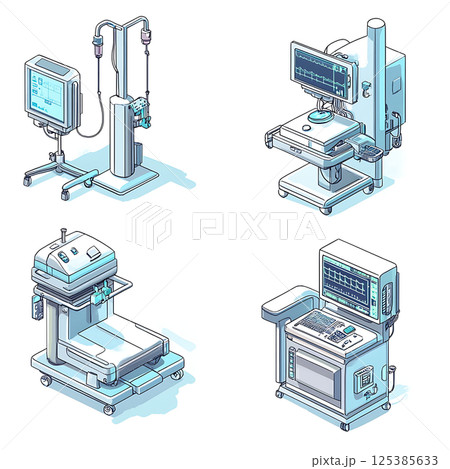 Medical device setup side-by-side illustration 125385633