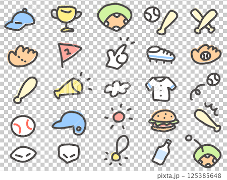 手繪可愛棒球圖示集 125385648