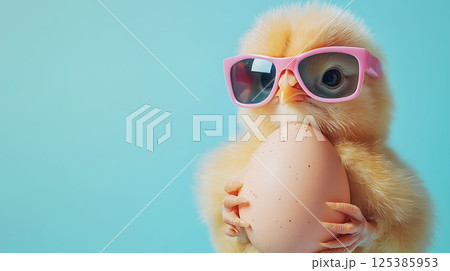 stylish chick posing confidently with egg 125385953