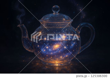 Galactic Glow Teapot Brewing Stars and Light 125386300