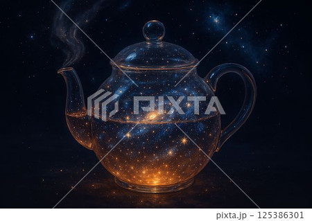Galactic Glow Teapot Brewing Stars and Light 125386301