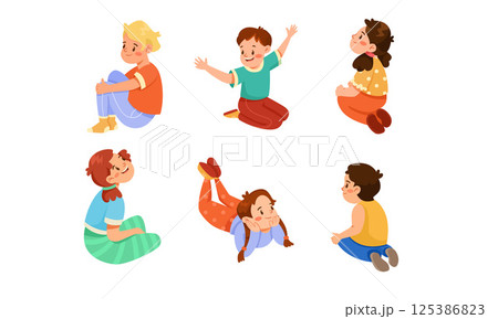 Playful children are happily engaged in a variety of fun activities and creative endeavors 125386823