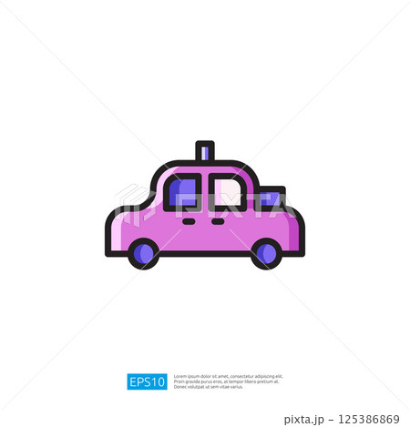 Stylized Pink Transportation Icon with Simple Lines on a White Backgrounded Image for City Transport Vehicles Illustrations and Graphics Style Designs. Simple Taxi Icon Design Stylized Pink Transportation Icon with Simple Lines on a White Backgrounded Image for City Transport Vehicles Illustrations and Graphics Style Designs. Simple Taxi Icon Design 125386869
