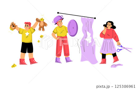Creative Kids Engaged in Fun and Imaginative Activities, Ready to Explore and Learn Creative Kids Engaged in Fun and Imaginative Activities, Ready to Explore and Learn 125386961