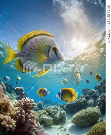 《AI画像》珊瑚の海と熱帯魚 125387210