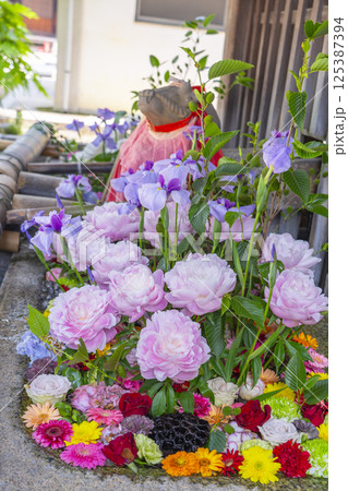 初夏の京都　北野天満宮の花手水 125387394