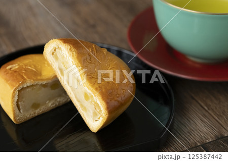 栗まんじゅうとお茶 125387442