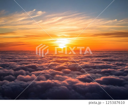 日の出の太陽と雲海(ai生成画像) 日の出の太陽と雲海(ai生成画像) 125387610