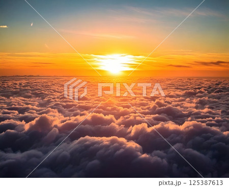 日の出の太陽と雲海(ai生成画像) 日の出の太陽と雲海(ai生成画像) 125387613