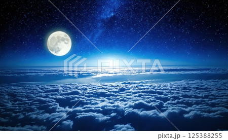 満月と夜の雲海(ai生成画像) 満月と夜の雲海(ai生成画像) 125388255