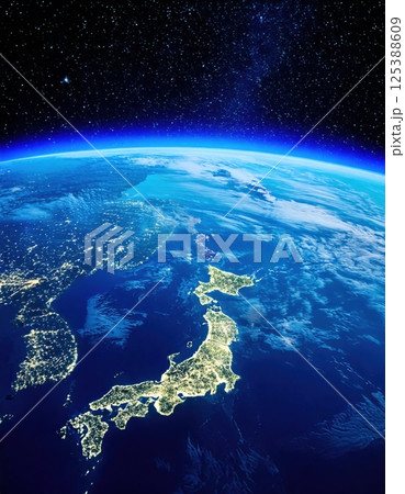 宇宙から見た日本（ai生成画像）のイラスト素材 [125388609] - PIXTA