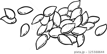 Flax Seeds Outline Illustration. Flax Seeds Outline Illustration. 125388644