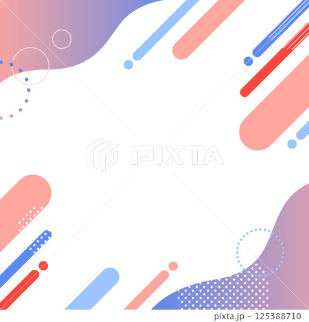 ポップな幾何学模様 背景 素材 シームレス フレーム シェイプ ウェーブ グラデーション 赤 青 125388710