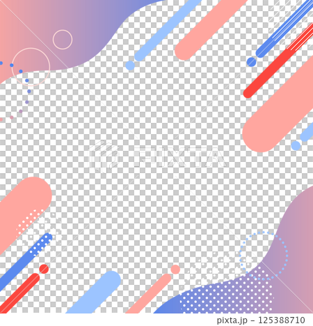 ポップな幾何学模様 背景 素材 シームレス フレーム シェイプ ウェーブ グラデーション 赤 青 125388710