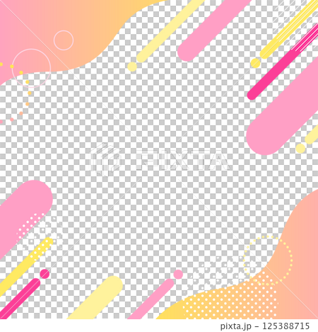 Pop geometric pattern background material seamless frame shape wave gradation pink yellow 125388715
