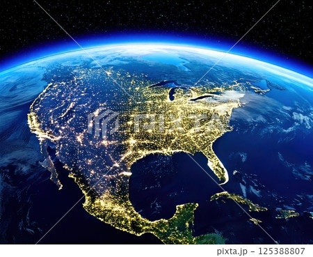 宇宙から見たアメリカ合衆国(ai生成画像） 125388807
