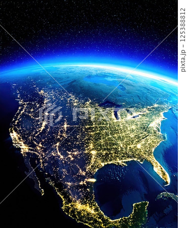宇宙から見たアメリカ合衆国(ai生成画像） 125388812